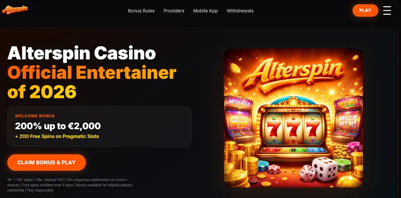 AlterSpin – bonus crypto + Crab Bonus generoso