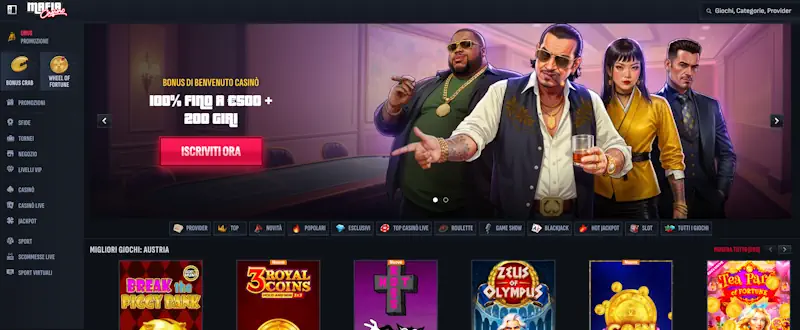 Mafia Casino – sport e casino con chat live italiana