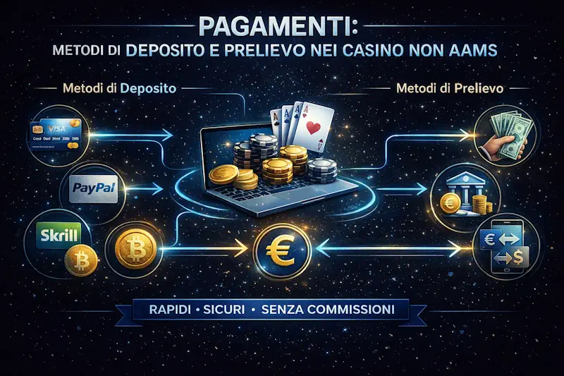 Pagamenti: metodi di deposito e prelievo nei casino non AAMS